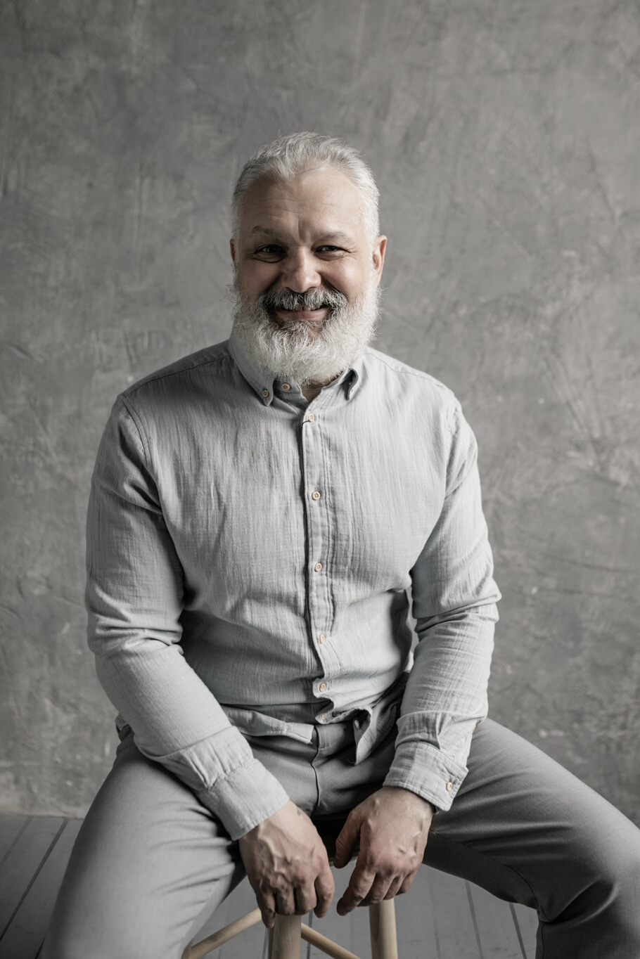 Elderly Man in Gray Long Sleeves Smiling